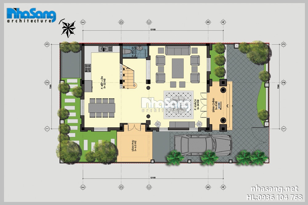 biet thu dep : 3 tang kien truc phap mat tien 7,3m x 12m